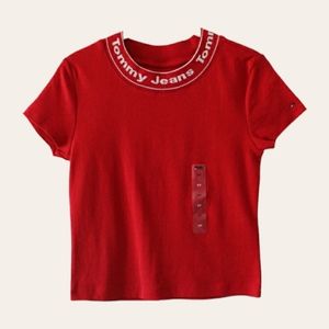 Tommy Hilfiger Red Short Sleeve Crop Top